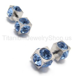 Boxes Titanium Ingelegde Blauwe Diamant Oorbellen