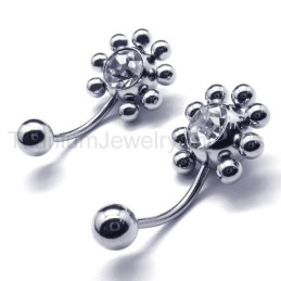 Zonnebloem Titanium Ingelegde Diamanten Oorbellen