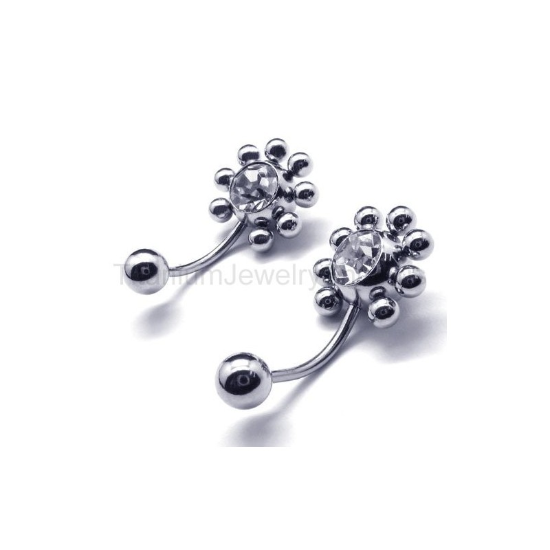 Zonnebloem Titanium Ingelegde Diamanten Oorbellen
