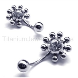 Zonnebloem Titanium Ingelegde Diamanten Oorbellen