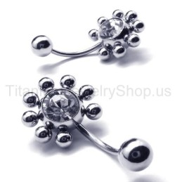 Zonnebloem Titanium Ingelegde Diamanten Oorbellen
