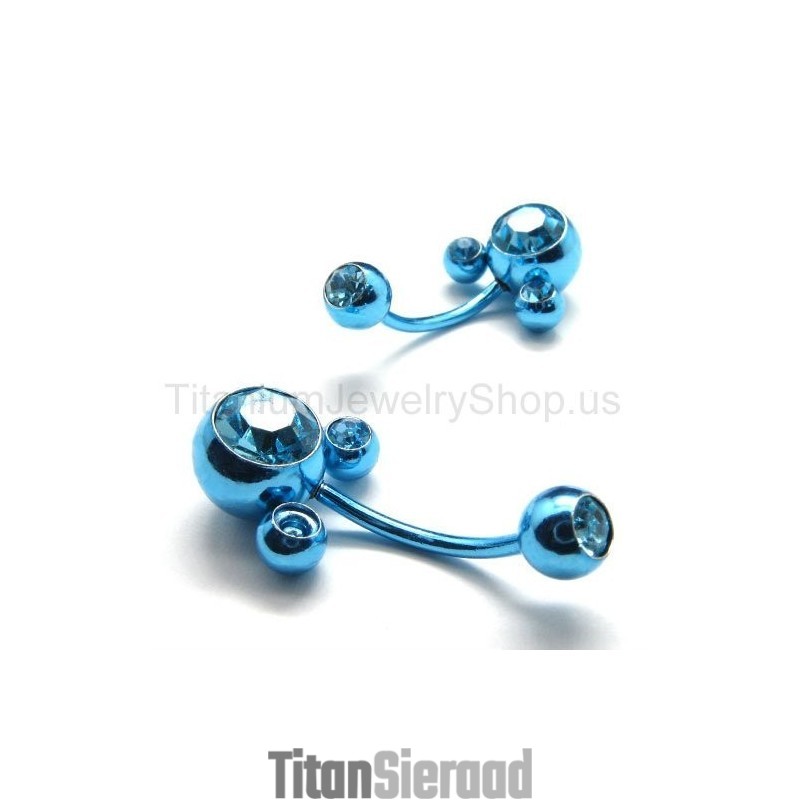 Oorbellen Met Blauwe Bloem En Ingelegde Diamanten Van Titanium Oorbellen Met Blauwe Bloem En Ingelegde Diamanten Van Titanium