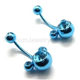 Oorbellen Met Blauwe Bloem En Ingelegde Diamanten Van Titanium