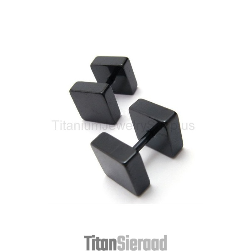 Zwarte Titanium Boxen Barbell Oorbellen