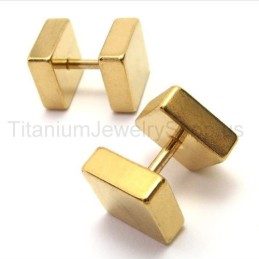 Gouden Titanium Boxen Barbell Oorbellen
