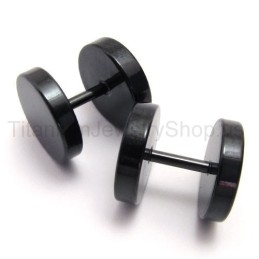 Zwarte Titanium Barbell Oorbellen