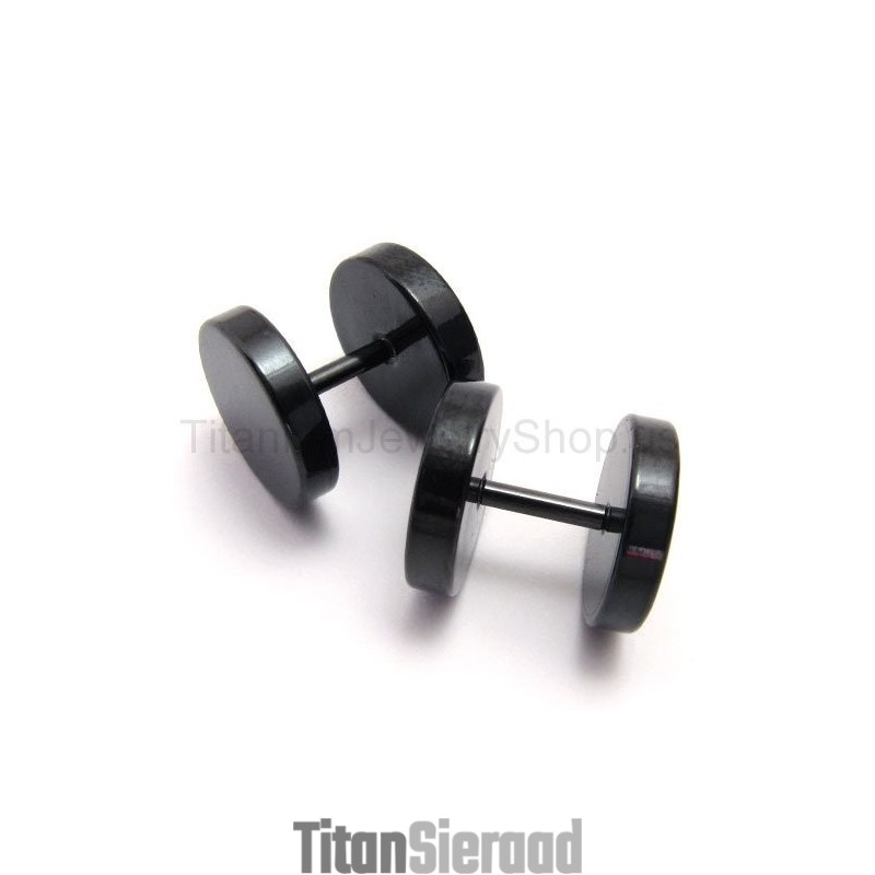 Zwarte Titanium Barbell Oorbellen