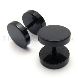 Zwarte Titanium Barbell Oorbellen