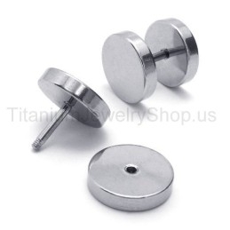 Zilveren Titanium Barbell Oorbellen