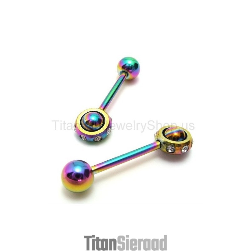 Kleur Magic Stick Titanium Diamanten Oorbellen