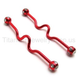 Rode Twisty Titanium Oorbellen