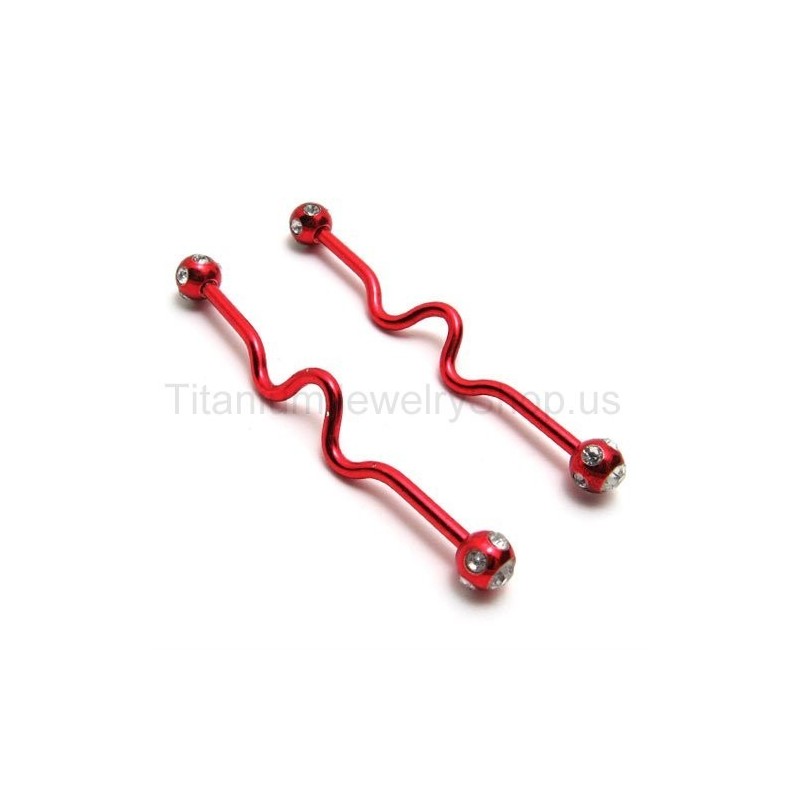 Rode Twisty Titanium Oorbellen