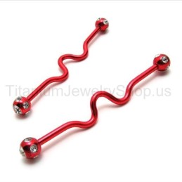 Rode Twisty Titanium Oorbellen