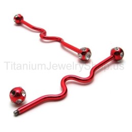 Rode Twisty Titanium Oorbellen