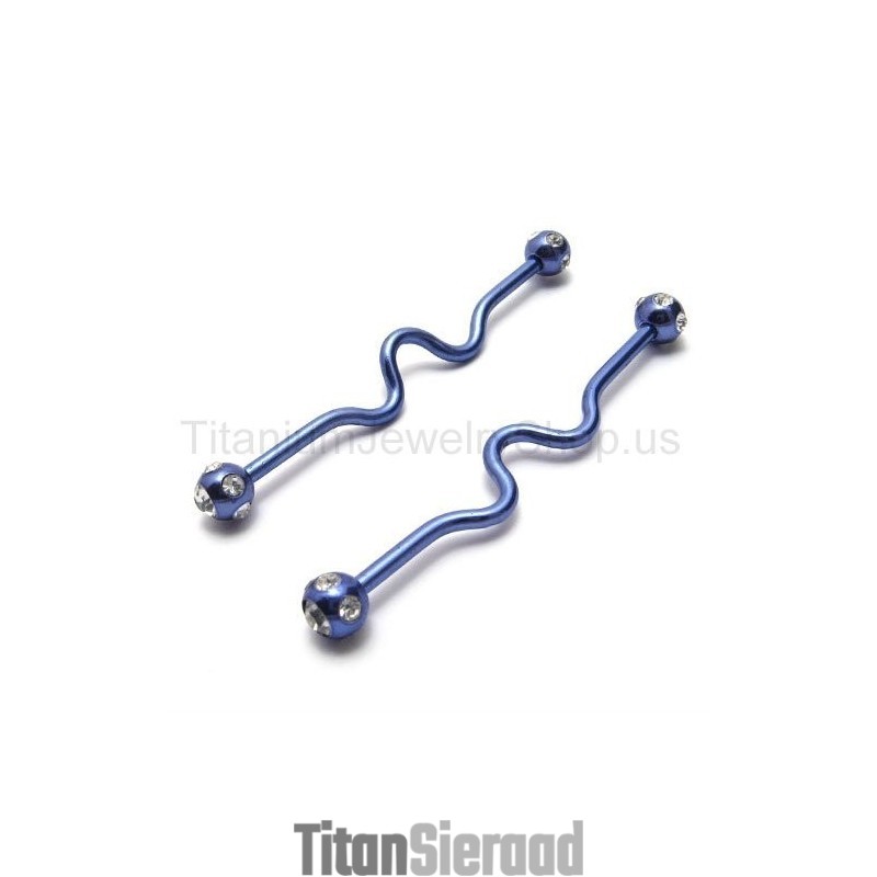 Blauwe Twisty Titanium Oorbellen