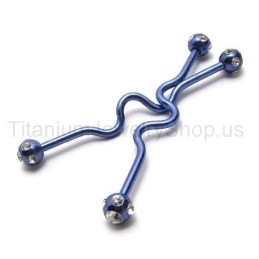 Blauwe Twisty Titanium Oorbellen