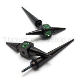Zwarte Titanium Groene Diamanten Oorbellen