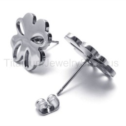 Zilveren Bloem Titanium Oorbellen