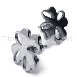 Zilveren Bloem Titanium Oorbellen