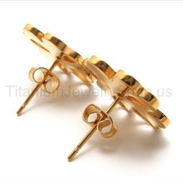 Gouden Bloem Titanium Oorbellen