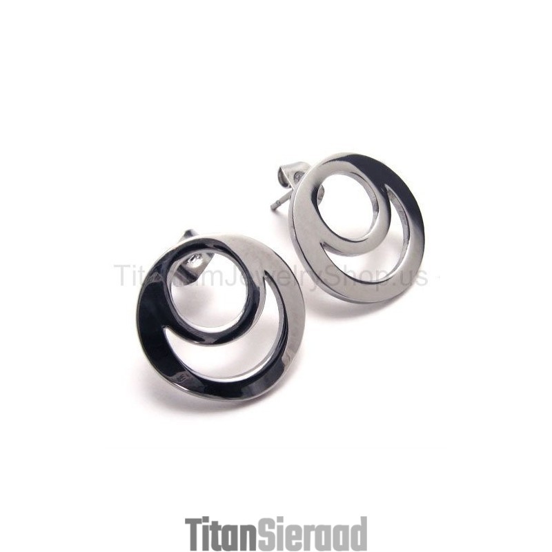 Zilveren Oorbellen Van Titanium Met Twee Lussen Zilveren Oorbellen Van Titanium Met Twee Lussen