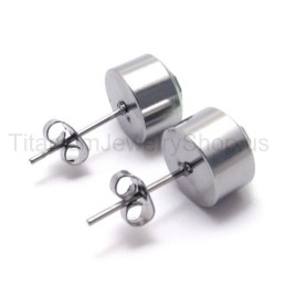 Zilveren Tank Titanium Groene Diamant Oorbellen