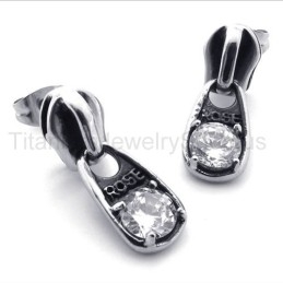 Witte Diamanten Retro Titanium Oorbellen