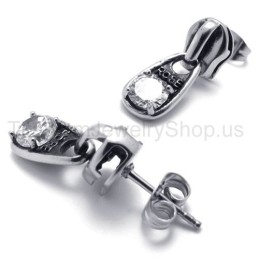 Witte Diamanten Retro Titanium Oorbellen