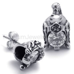Helm Retro Titanium Met Diamanten Oorbellen