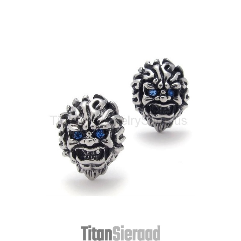 Met Blue-Eyes Lion Retro Titanium Oorbellen Met Blue-Eyes Lion Retro Titanium Oorbellen