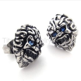 Met Blue-Eyes Lion Retro Titanium Oorbellen