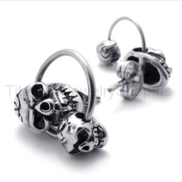 Dubbelzijdige Schedel Titanium Oorbellen