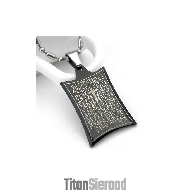 Hangers Van Puur Titanium, Ketting Met Schriftgebedskruis