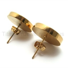 Gegraveerde Gouden Titanium Oorbellen