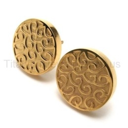 Gegraveerde Gouden Titanium Oorbellen
