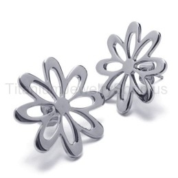 Zilveren Bloem Schattige Titanium Oorbellen