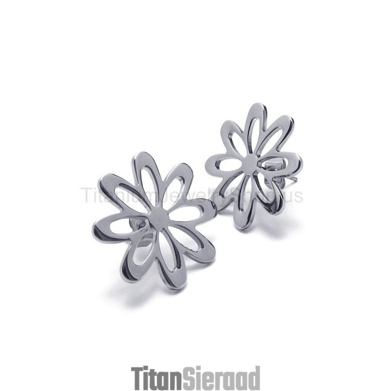 Zilveren Bloem Schattige Titanium Oorbellen Zilveren Bloem Schattige Titanium Oorbellen