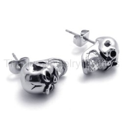 Ingelegde Diamanten Schedel Titanium Oorbellen