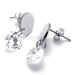 Met Diamanten Titanium Oorbellen