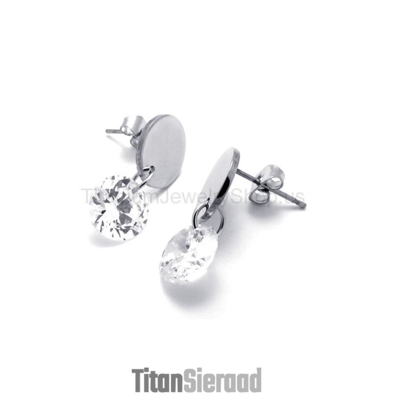 Met Diamanten Titanium Oorbellen