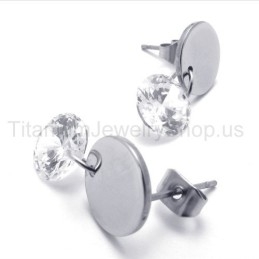Met Diamanten Titanium Oorbellen