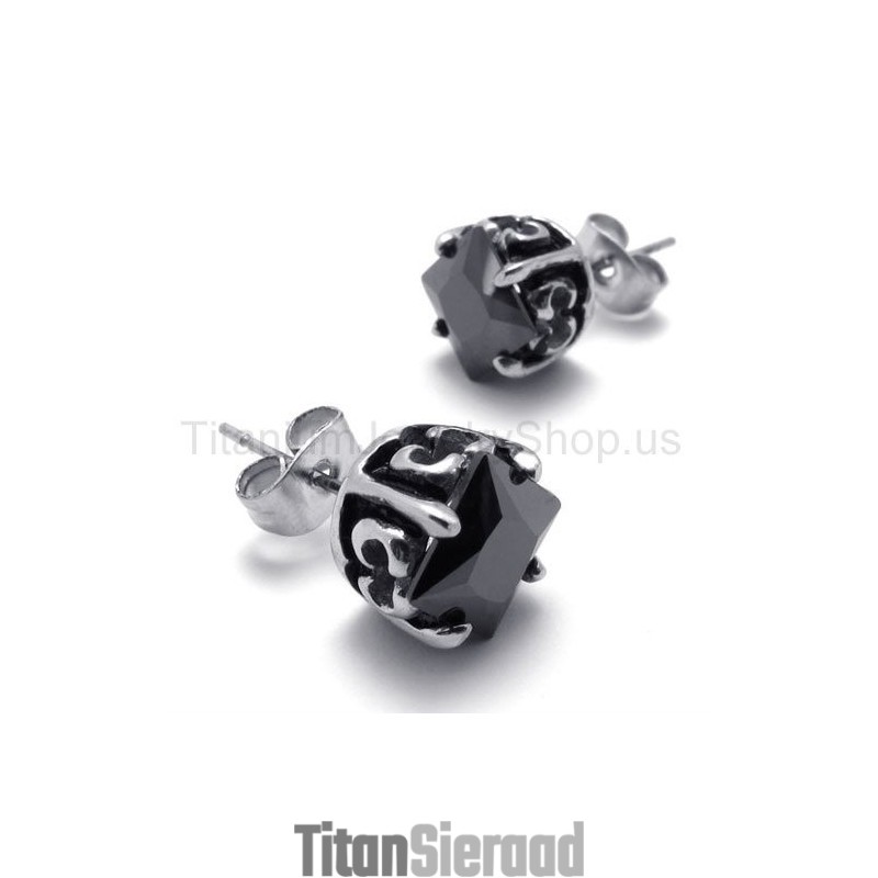 Zwarte Retro Bud Titanium Oorbellen Zwarte Retro Bud Titanium Oorbellen