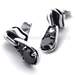 Zwarte Diamanten Retro Titanium Oorbellen
