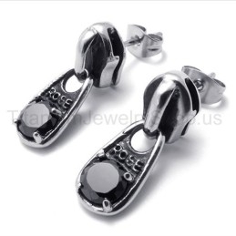 Zwarte Diamanten Retro Titanium Oorbellen