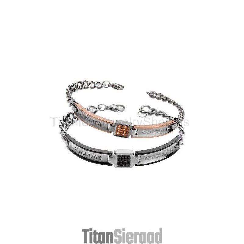 Ik Zal Voor Altijd Van Je Houden Titanium Liefhebbers Armbanden