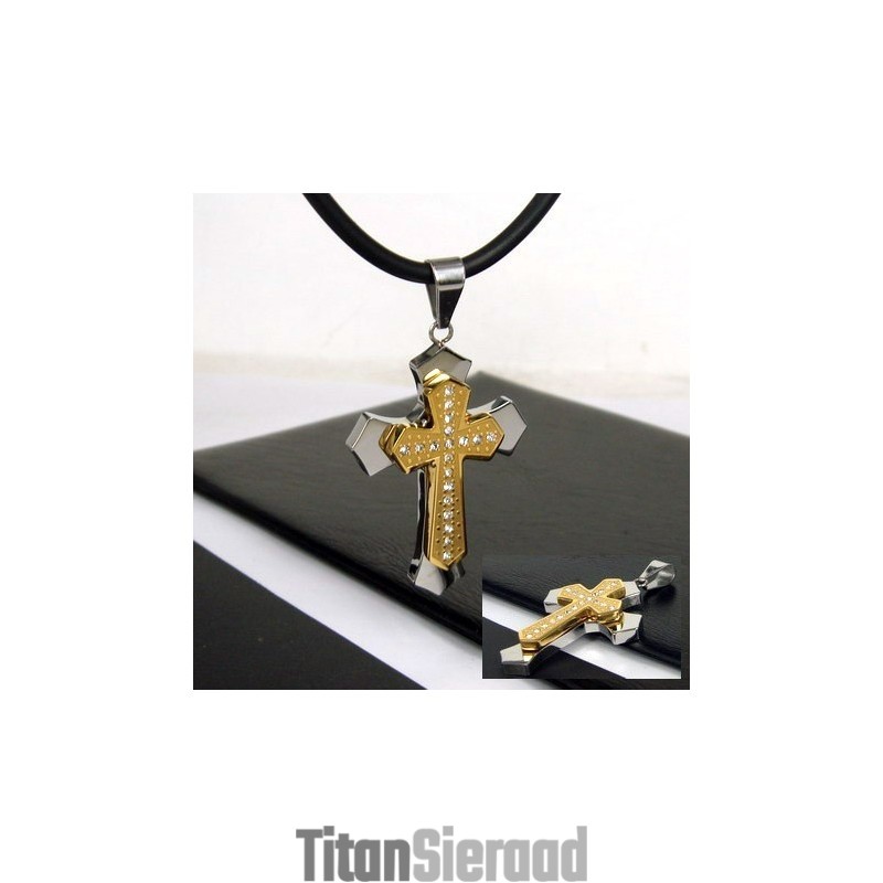 Exclusieve Man Cross Pure Titanium Hanger-Free Ketting Exclusieve Man Cross Pure Titanium Hanger-Free Ketting