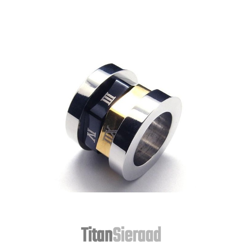 Romeinse Nr. Spinner Titanium Stalen Kettinghanger (Gratis Ketting)