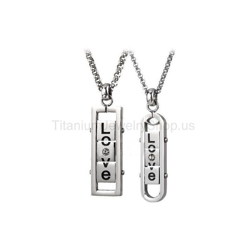 Draaibare "Love" Titanium Minnaarshangers Draaibare "Love" Titanium Minnaarshangers