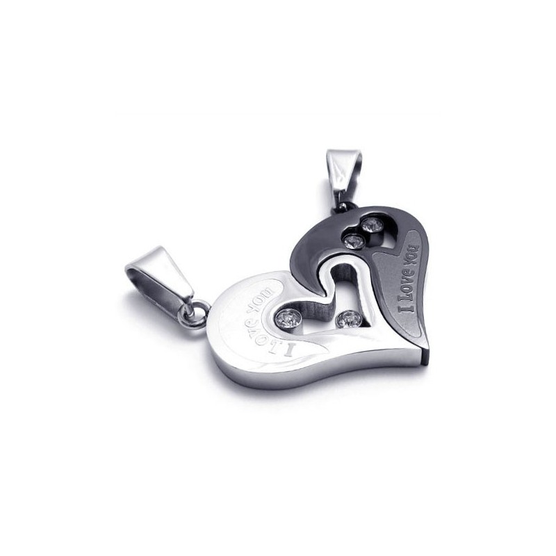 Liefje En Zwarte Titanium Hangers Met Diamanten - Gratis Kettingen