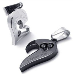Liefje En Zwarte Titanium Hangers Met Diamanten - Gratis Kettingen